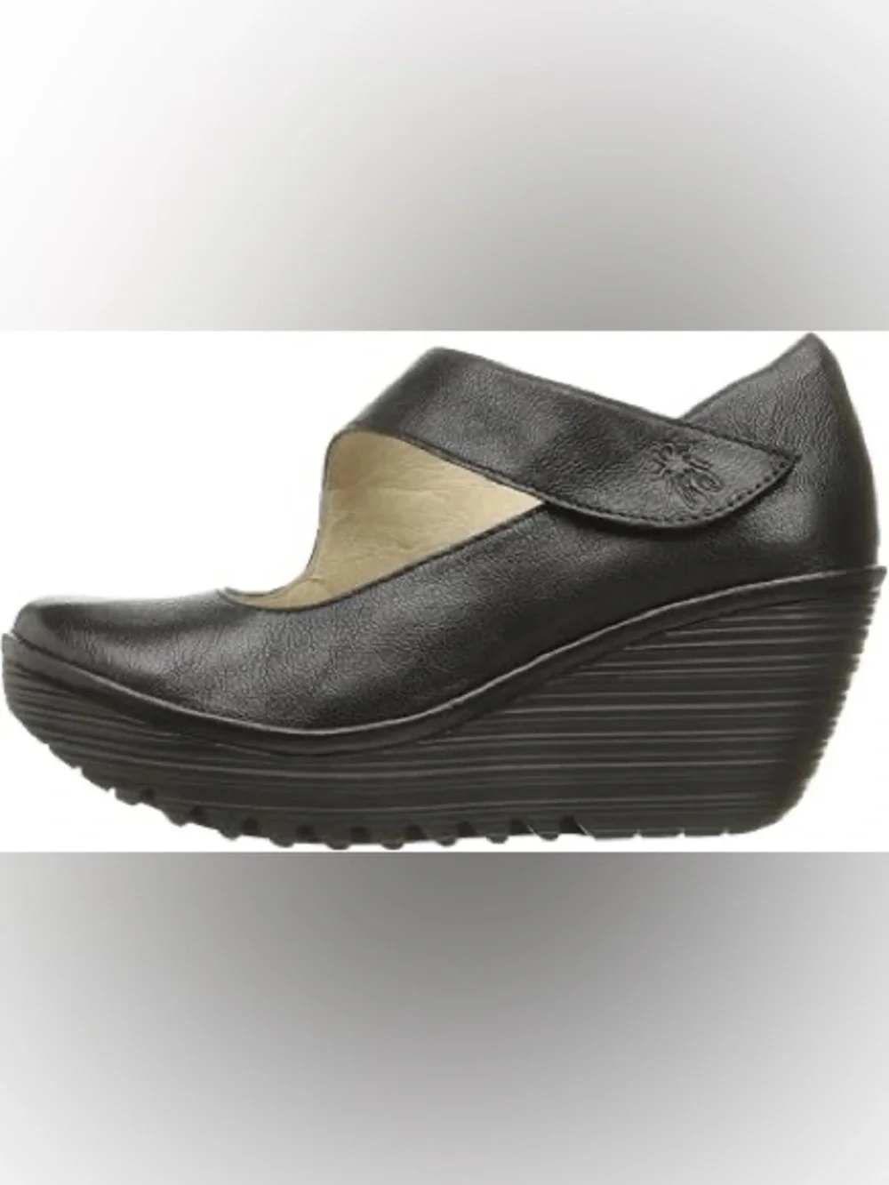 FLY LONDON Yasi Black Wedge Mary Jane Shoe
